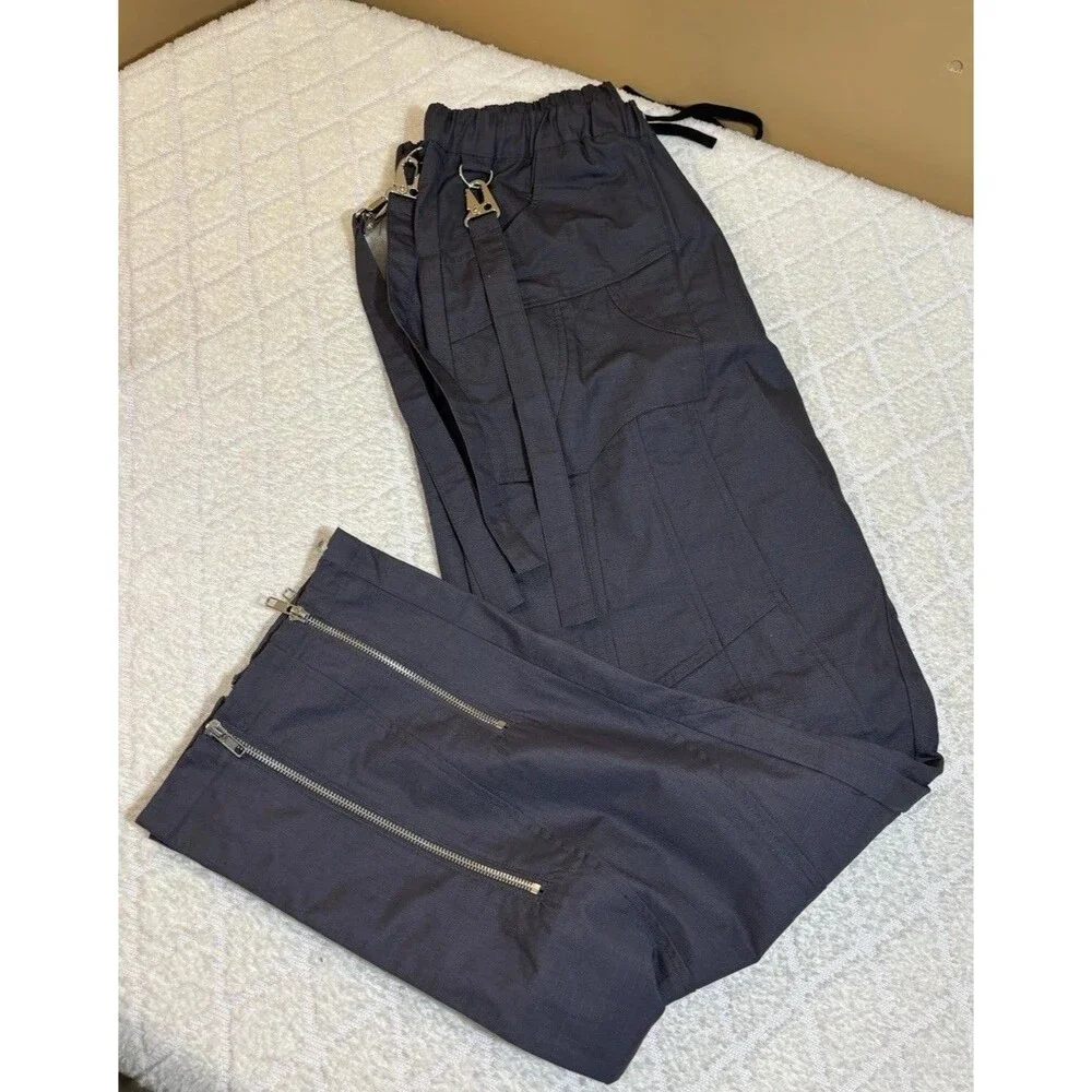 New Sui Generis Designer Grunge Streetwear Zippers Clips Windbreaker Pants Large
